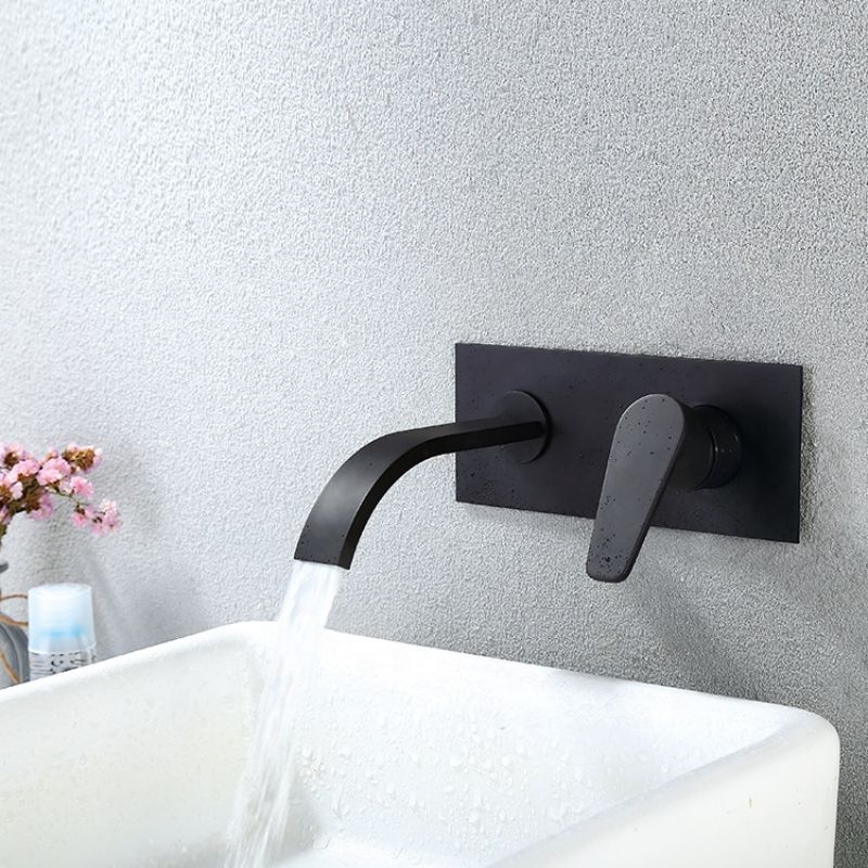 black wall basin taps