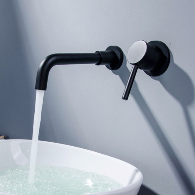 black wall concealed faucet