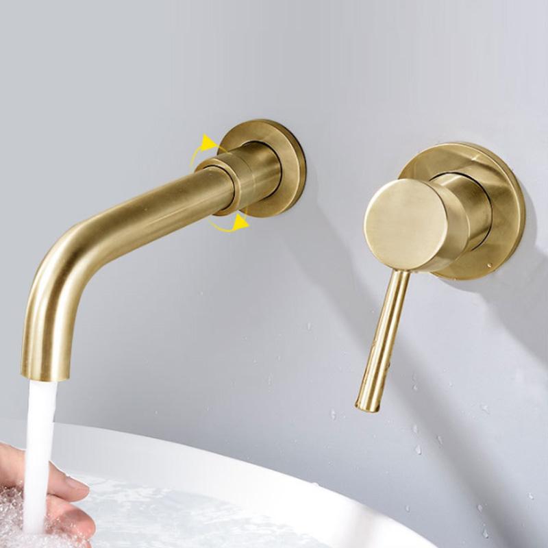 3 holes in-wall brass basin mixer taps