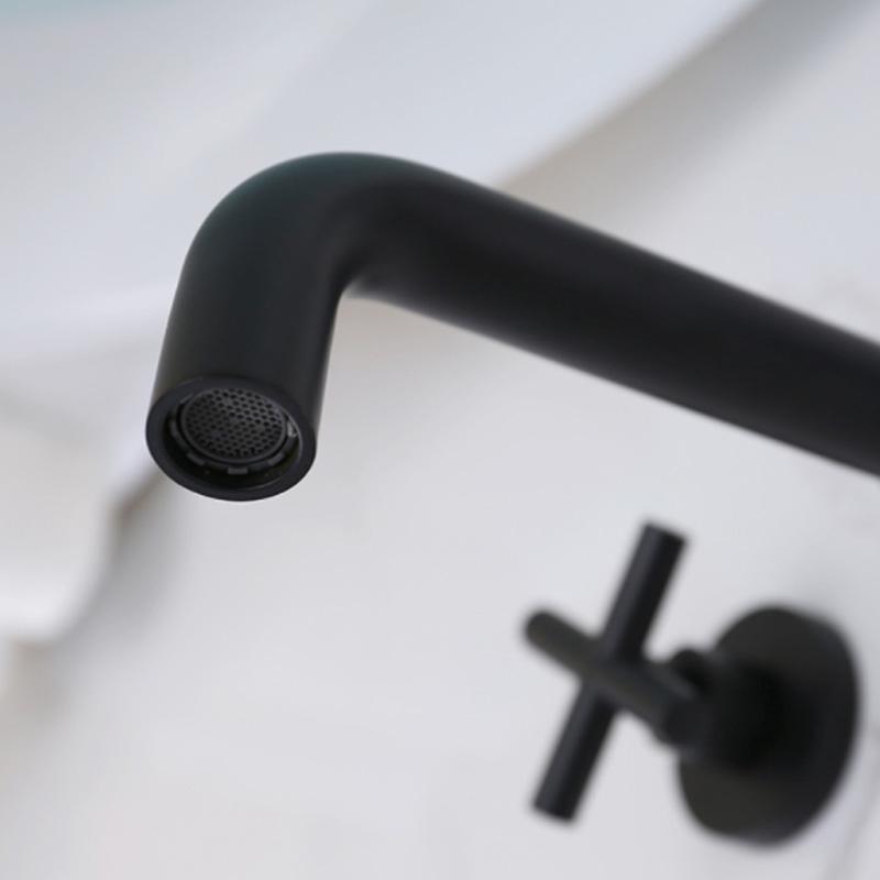 wall mount hot cold black concealed basin mixer