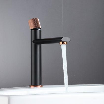Matte black golden handle basin faucets mixer
