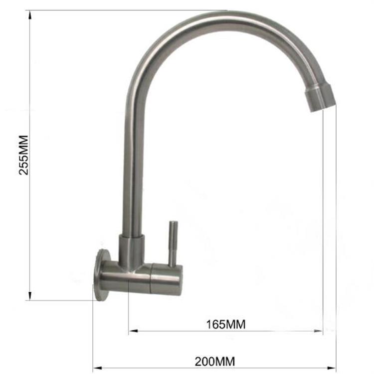 Wall mounted cold water kitchen sink faucet