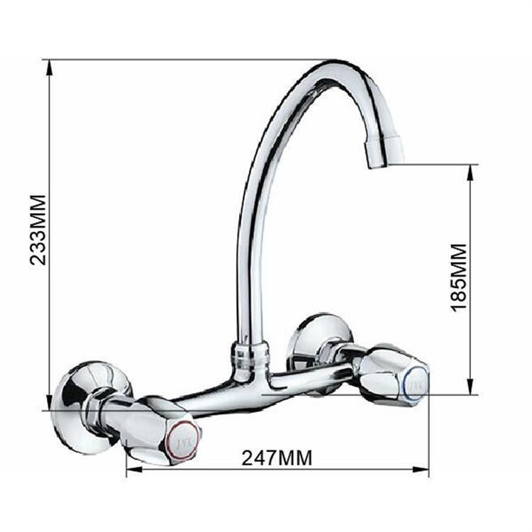wall mounted dual handle hot cold kitchen water faucet