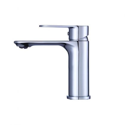 Deck-mount single handle chrome basin faucet