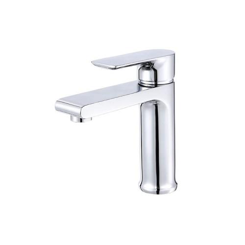 Deck-mount brass single handle chrome basin faucet