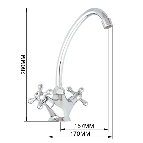 deck mounted factory price dual handle kitchen faucets