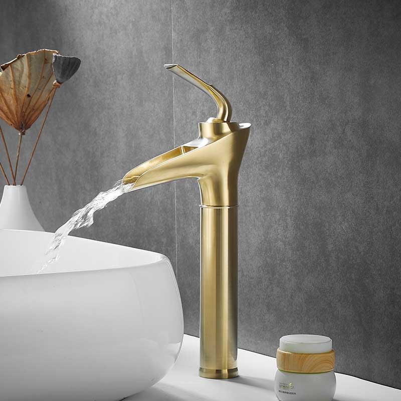 golden color bathroom vanity basin faucets